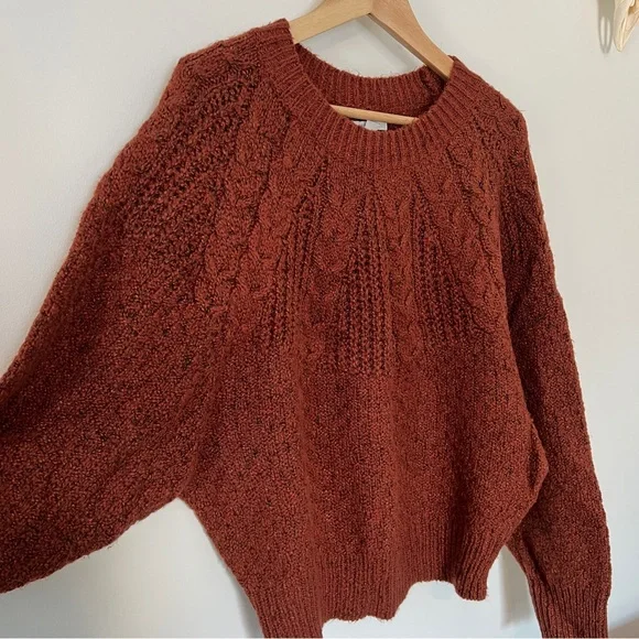 American Eagle Outfitters Rust Cable Knit Sweater - Picture 3 of 9